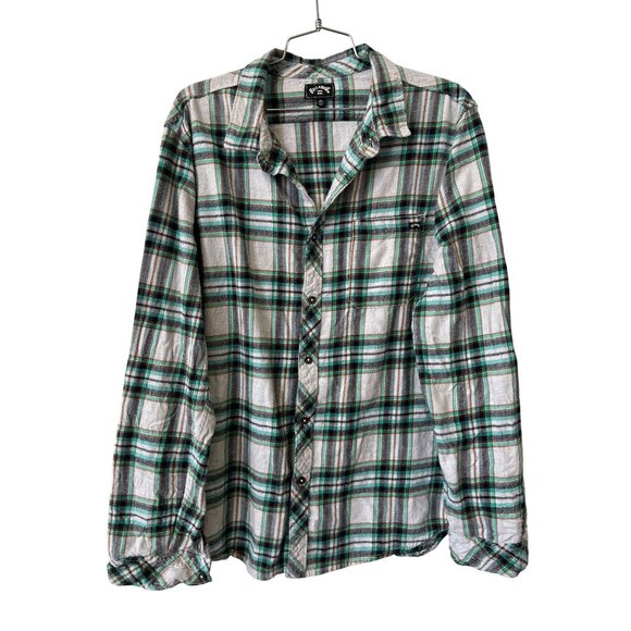 Billabong Flannel Shirt Size XL Plaid Button Front Long Sleeve Western Preppy - Picture 1 of 7